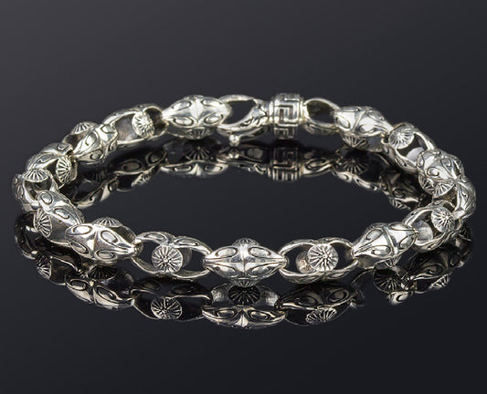 Sterling Silver Link Bracelet with Vergina Star Motifs