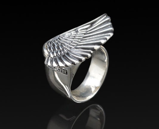 Sterling Silver Wing Axion Signature Ring