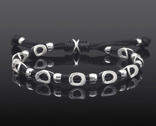 Sterling Silver Bracelet with Washers, Link and Chord