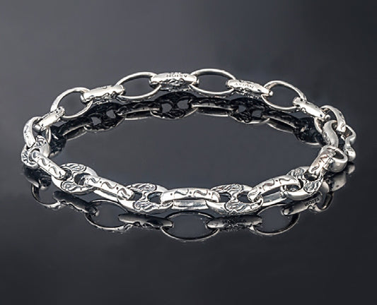Sterling Silver Link Bracelet With Axion Signature Designs